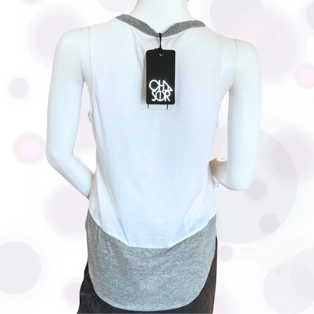 Chaser Women's Soft Tank Top in white features a colorblock design Multi-Sizes - Picture 3 of 4